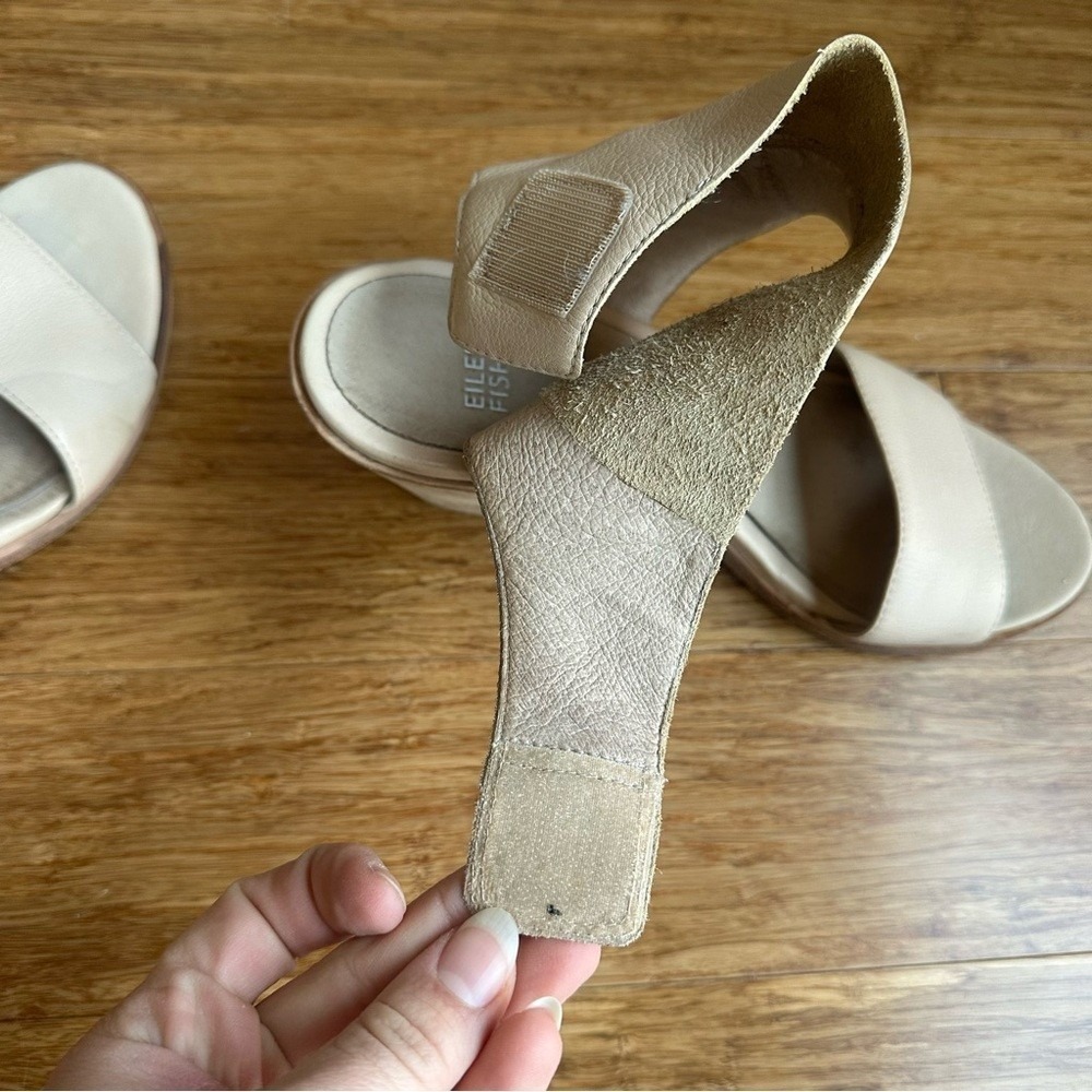 EILEEN FISHER Arts Ankle‎ Cuff Sandal Cream Heel Womens - Picture 7 of 8